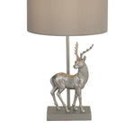 Searchlight Electric Deer Table Lamp - Silver Resin & Grey Fabric Shade 60436SI