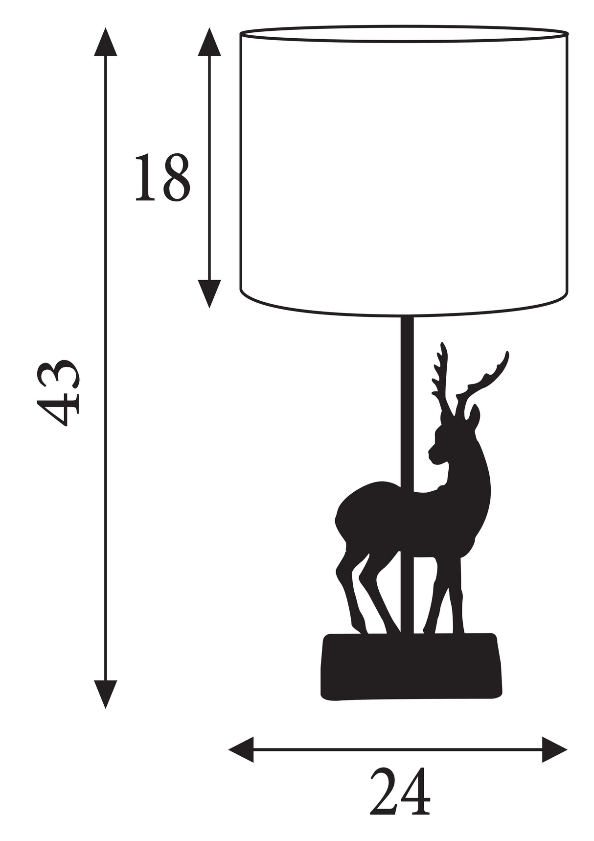 Searchlight Electric Deer Table Lamp - Silver Resin & Grey Fabric Shade 60436SI