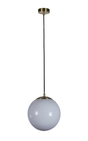 Searchlight Electric Atom II Pendant - Satin Brass & Opal Glass 6077SB
