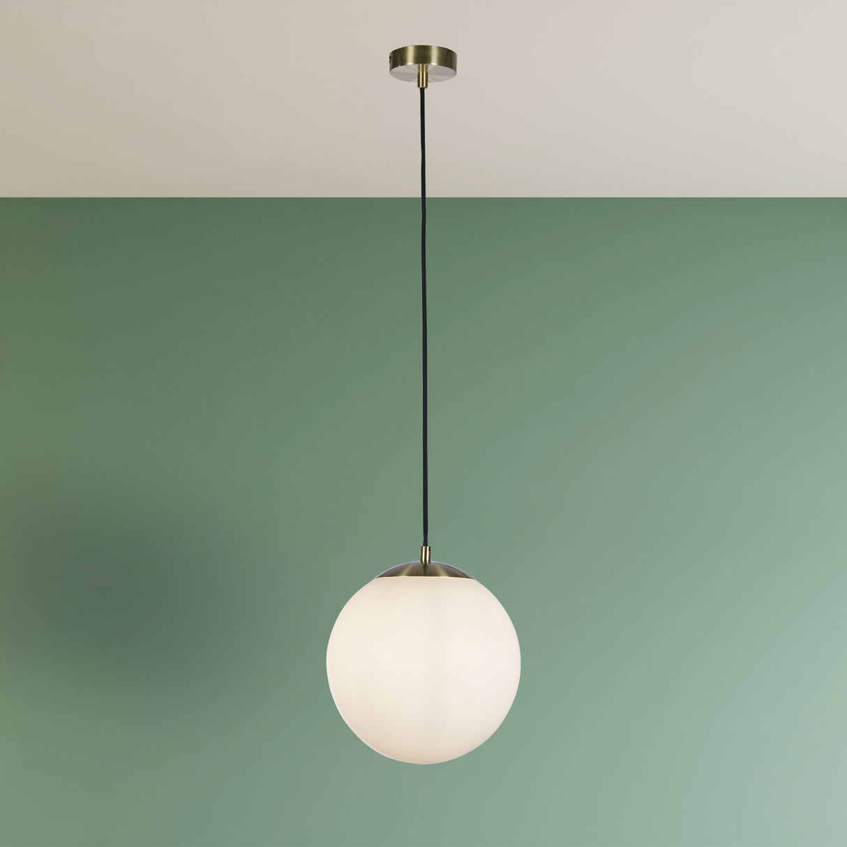 Searchlight Electric Atom II Pendant - Satin Brass & Opal Glass 6077SB