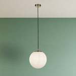 Searchlight Electric Atom II Pendant - Satin Brass & Opal Glass 6077SB
