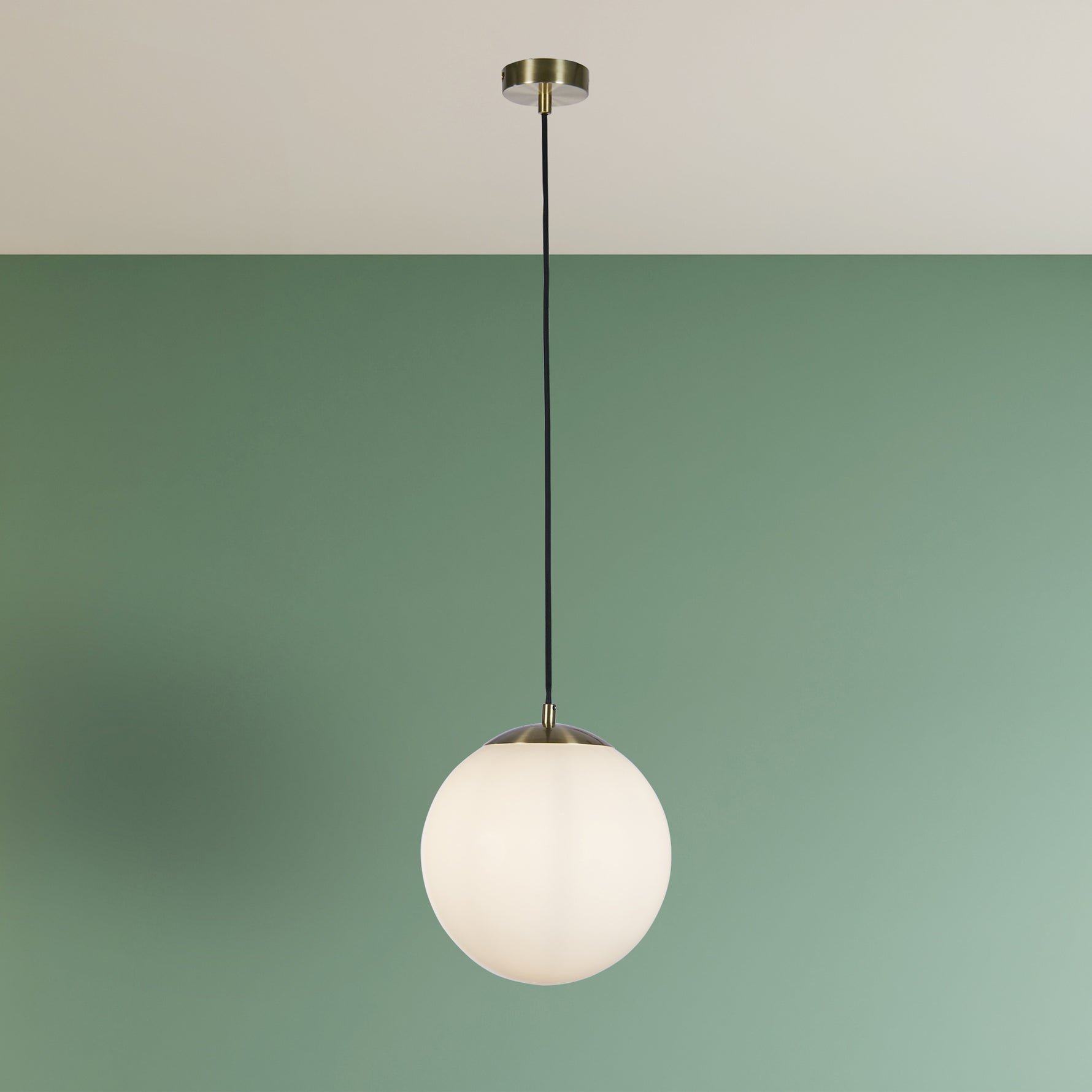 Searchlight Electric Atom II Pendant - Satin Brass & Opal Glass 6077SB