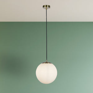 Searchlight Electric Atom II Pendant - Satin Brass & Opal Glass 6077SB