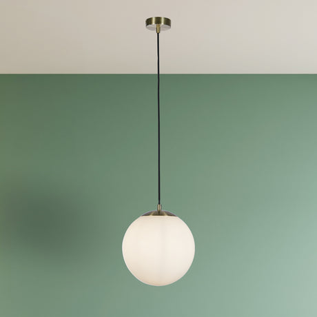 Searchlight Electric Atom II Pendant - Satin Brass & Opal Glass 6077SB