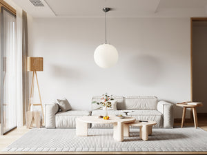 Searchlight Electric Atom Pendant - Satin Silver & Opal Glass 6077