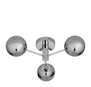 Searchlight Electric Oscar 3Lt Flush - Chrome Metal & Smoked Glass 60812-3SM