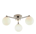 Tiberius 3Lt Flush - Chrome Metal & White Frosted Glass