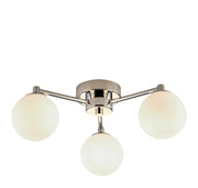 Tiberius 3Lt Flush - Chrome Metal & White Frosted Glass