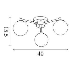 Searchlight Electric Tiberius 3Lt Flush - Chrome Metal & White Frosted Glass 60813-3WH