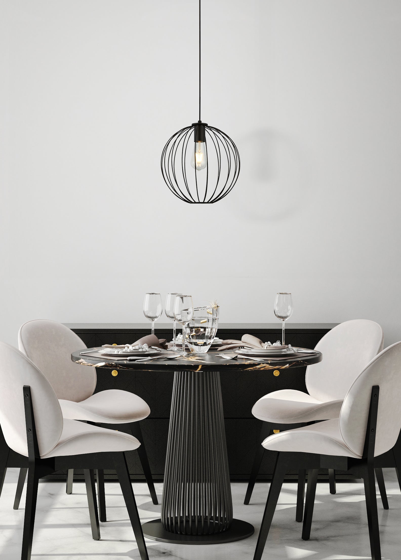 Searchlight Electric Rondo Pendant - Black Metal 60830-1BK