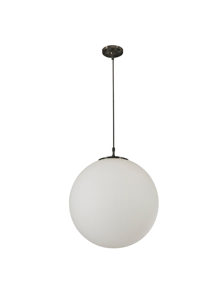 Searchlight Electric Atom Pendant - Black Metal & Opal Glass 6088