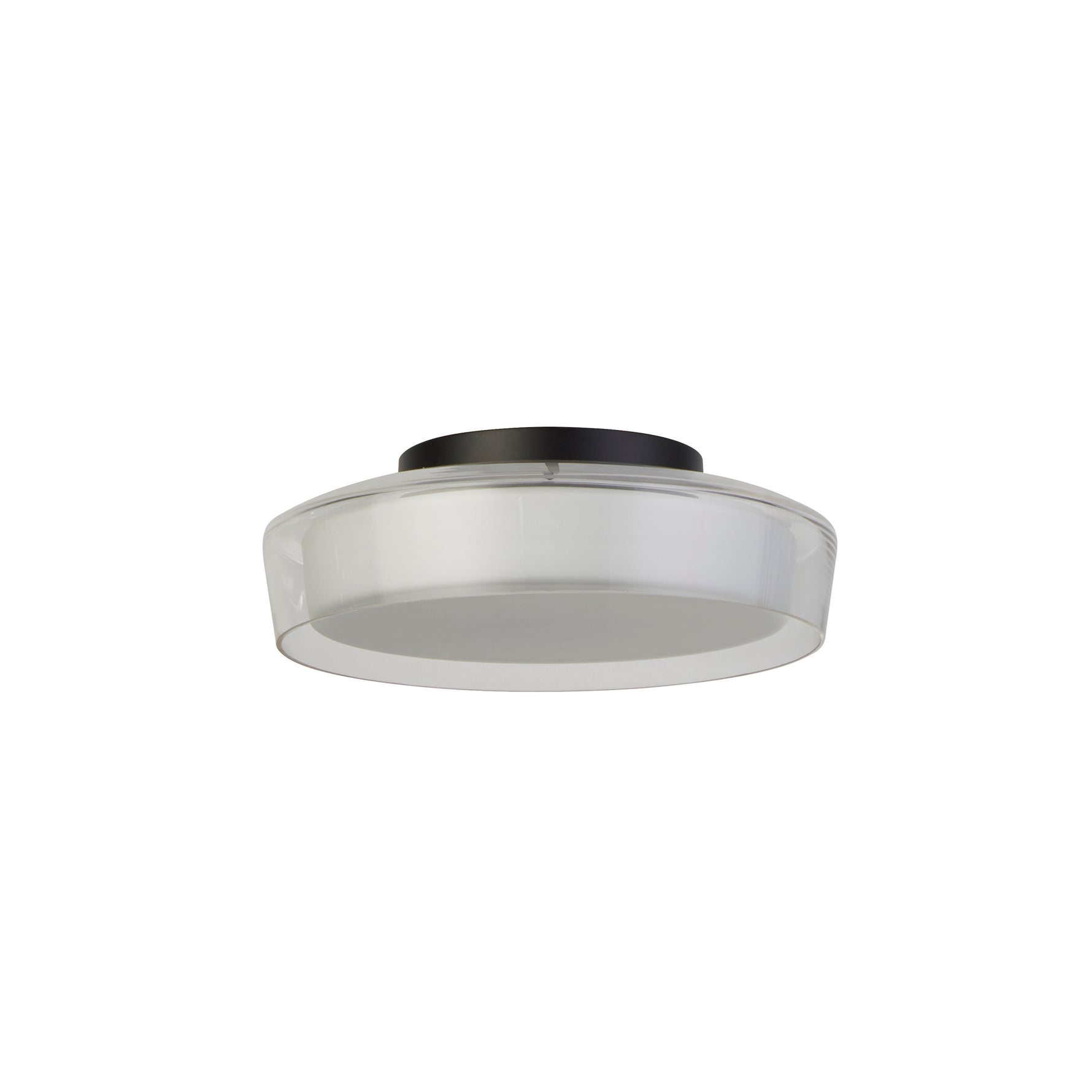 Searchlight Electric Puck Flush  - Black Metal, Clear & Opal Glass 60961BK