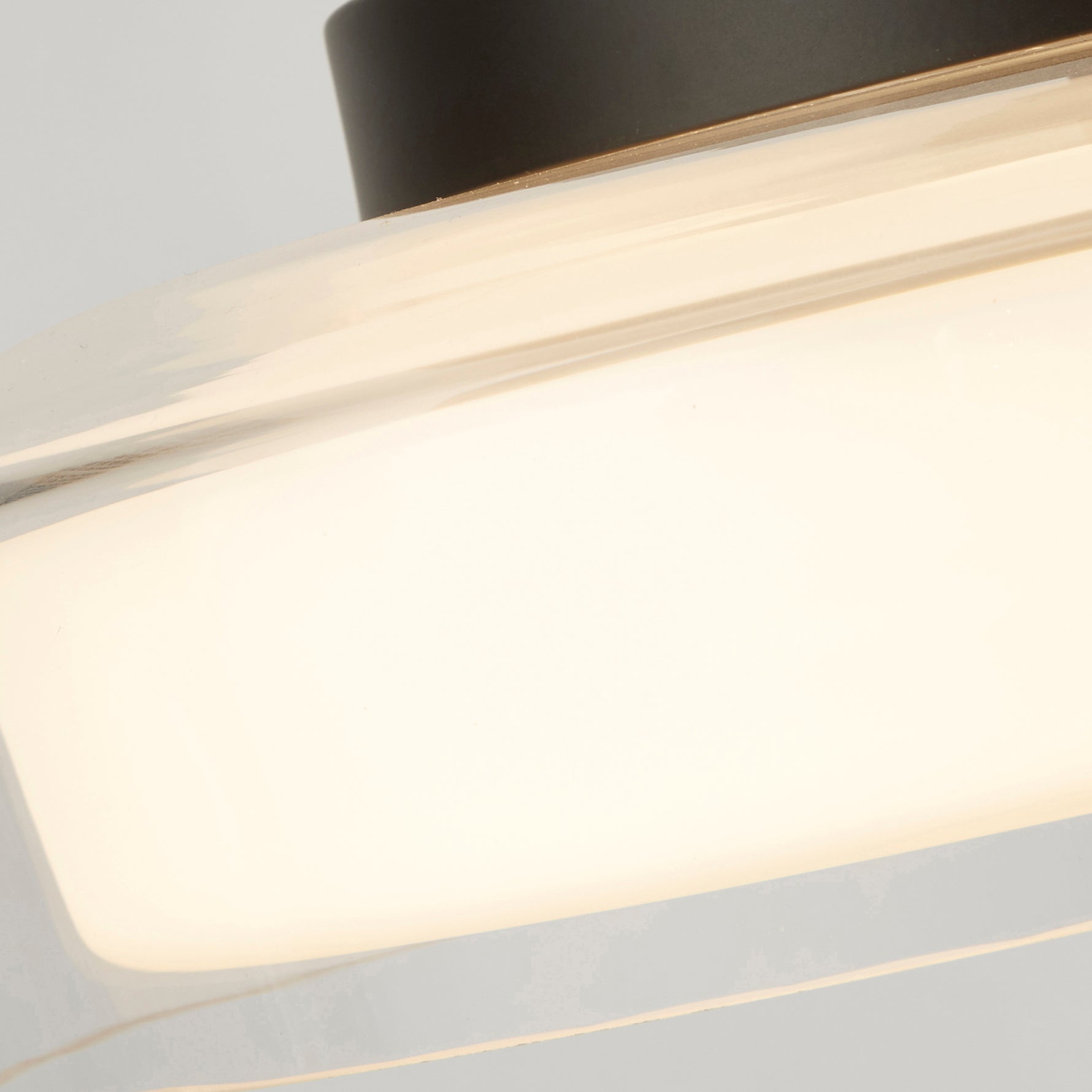Searchlight Electric Puck Flush  - Black Metal, Clear & Opal Glass 60961BK