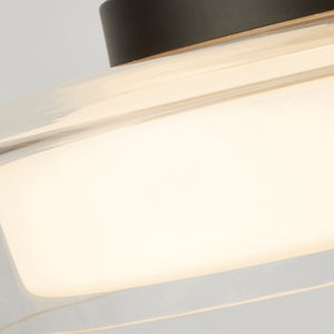 Searchlight Electric Puck Flush  - Black Metal, Clear & Opal Glass 60961BK