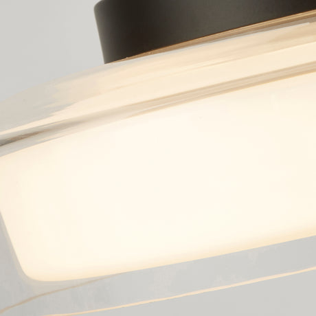 Searchlight Electric Puck Flush  - Black Metal, Clear & Opal Glass 60961BK
