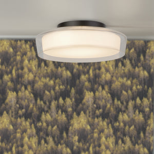 Searchlight Electric Puck Flush  - Black Metal, Clear & Opal Glass 60961BK