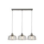 x Odeon 3Lt Bar Pendant - Grey Metal & Glass