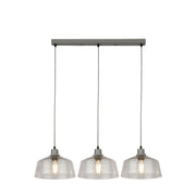 x Odeon 3Lt Bar Pendant - Grey Metal & Glass