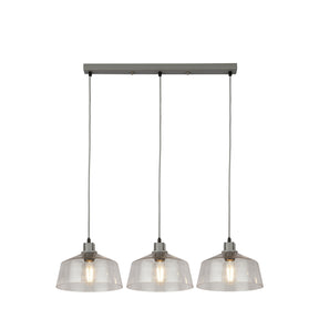 x Odeon 3Lt Bar Pendant - Grey Metal & Glass