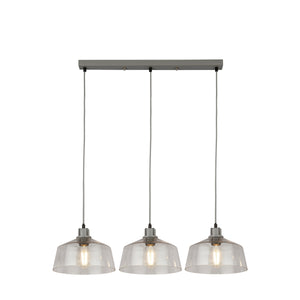 x Odeon 3Lt Bar Pendant - Grey Metal & Glass
