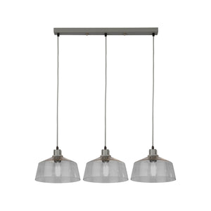 Searchlight Electric x Odeon 3Lt Bar Pendant - Grey Metal & Glass 60999-3CL