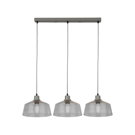Searchlight Electric x Odeon 3Lt Bar Pendant - Grey Metal & Glass 60999-3CL