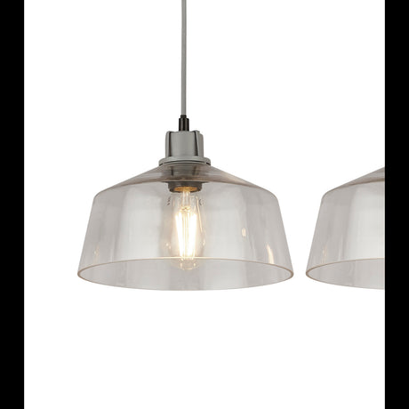 Searchlight Electric x Odeon 3Lt Bar Pendant - Grey Metal & Glass 60999-3CL