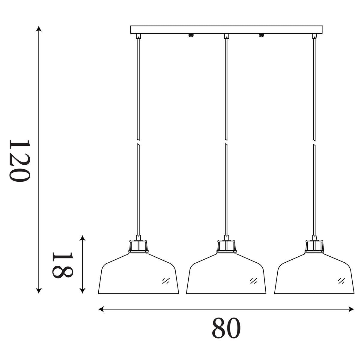 Searchlight Electric x Odeon 3Lt Bar Pendant - Grey Metal & Glass 60999-3CL