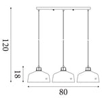Searchlight Electric x Odeon 3Lt Bar Pendant - Grey Metal & Glass 60999-3CL