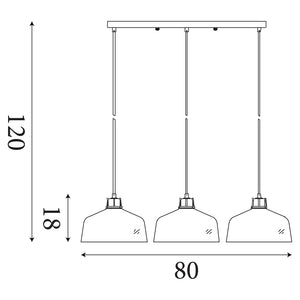 Searchlight Electric x Odeon 3Lt Bar Pendant - Grey Metal & Glass 60999-3CL
