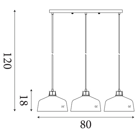 Searchlight Electric x Odeon 3Lt Bar Pendant - Grey Metal & Glass 60999-3CL