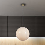 Searchlight Electric Atom II Pendant - Satin Brass & Opal Glass 6099SB