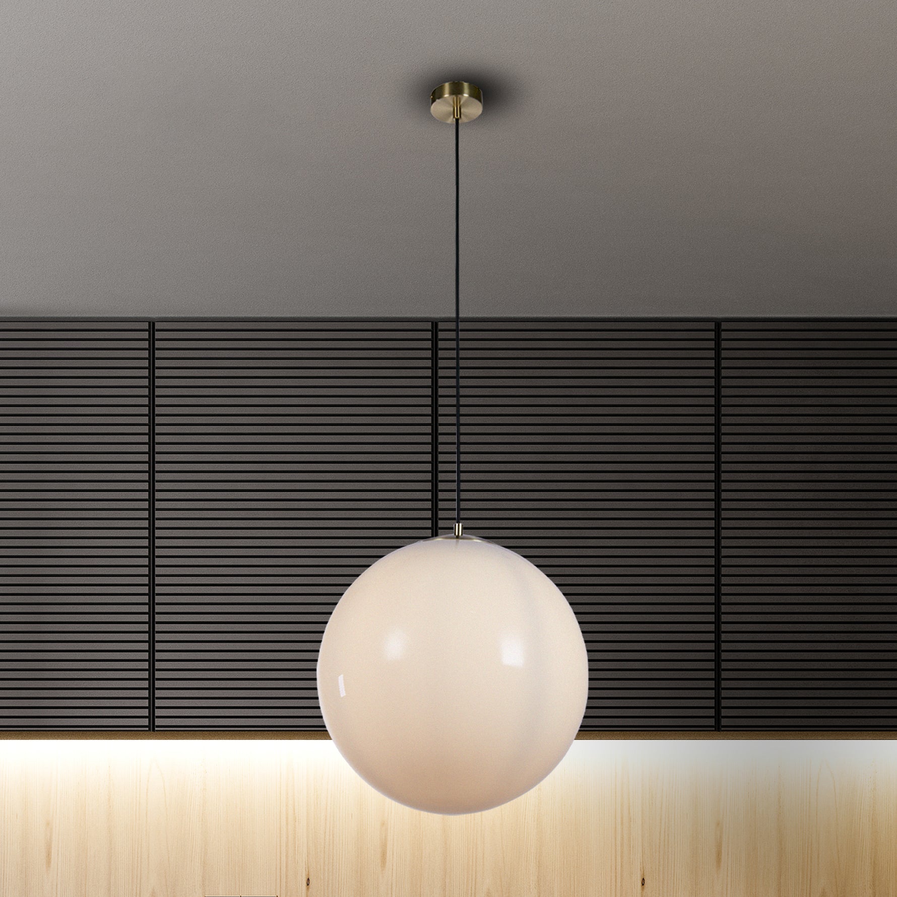 Searchlight Electric Atom II Pendant - Satin Brass & Opal Glass 6099SB