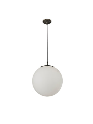 Searchlight Electric Atom Pendant - Black Metal & Opal Glass 6099