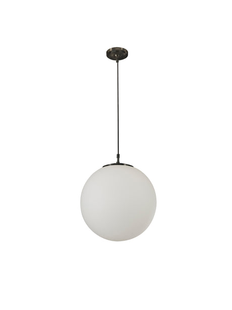 Searchlight Electric Atom Pendant - Black Metal & Opal Glass 6099