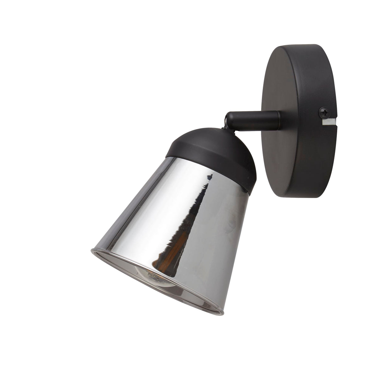 Searchlight Electric Mega Spotlight Wall Light - Black Metal & Smoked Glass 61170-1SM