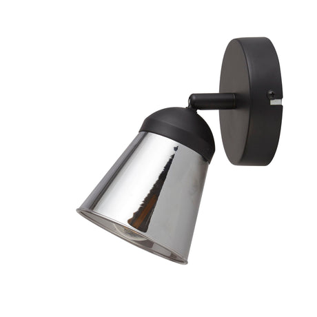 Searchlight Electric Mega Spotlight Wall Light - Black Metal & Smoked Glass 61170-1SM