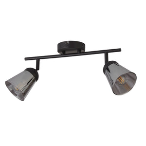Searchlight Electric Mega 2Lt Spotlight - Black Metal & Smoked Glass 61170-2SM