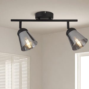 Searchlight Electric Mega 2Lt Spotlight - Black Metal & Smoked Glass 61170-2SM