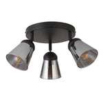 Searchlight Electric Mega 3Lt Round Spotlight - Black Metal & Smoked Glass 61170-3SM