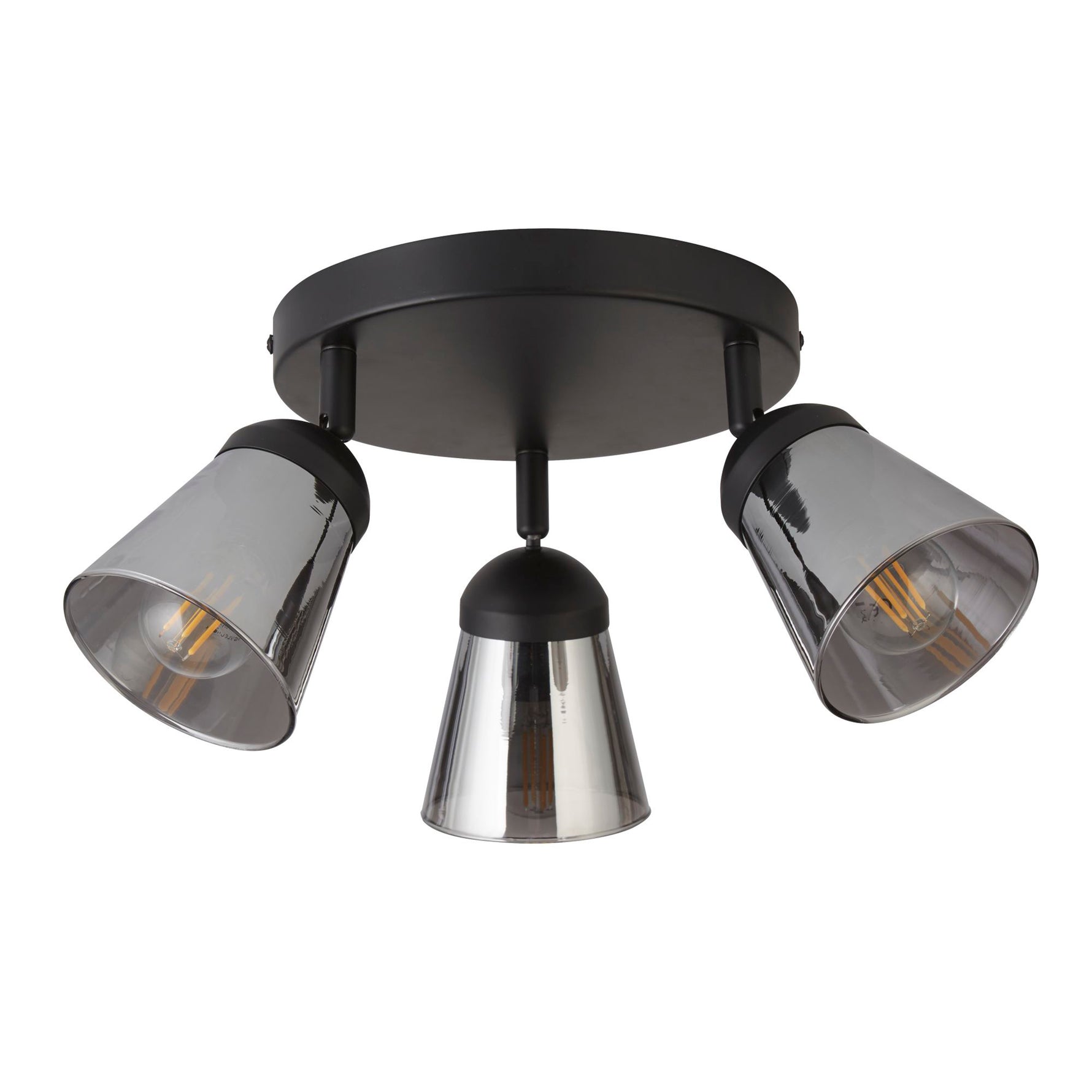 Searchlight Electric Mega 3Lt Round Spotlight - Black Metal & Smoked Glass 61170-3SM