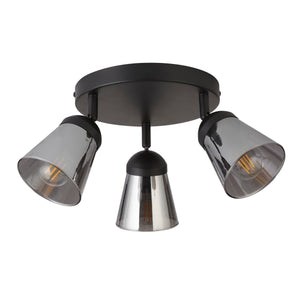 Searchlight Electric Mega 3Lt Round Spotlight - Black Metal & Smoked Glass 61170-3SM