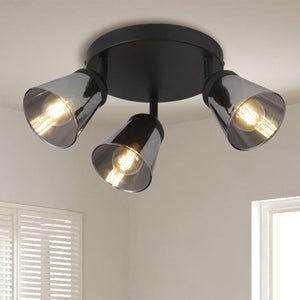 Searchlight Electric Mega 3Lt Round Spotlight - Black Metal & Smoked Glass 61170-3SM