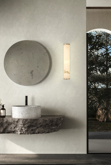 Searchlight Electric Wales LED Wall Light, Matt Gold Metal with Marble Resin 61185-1GO