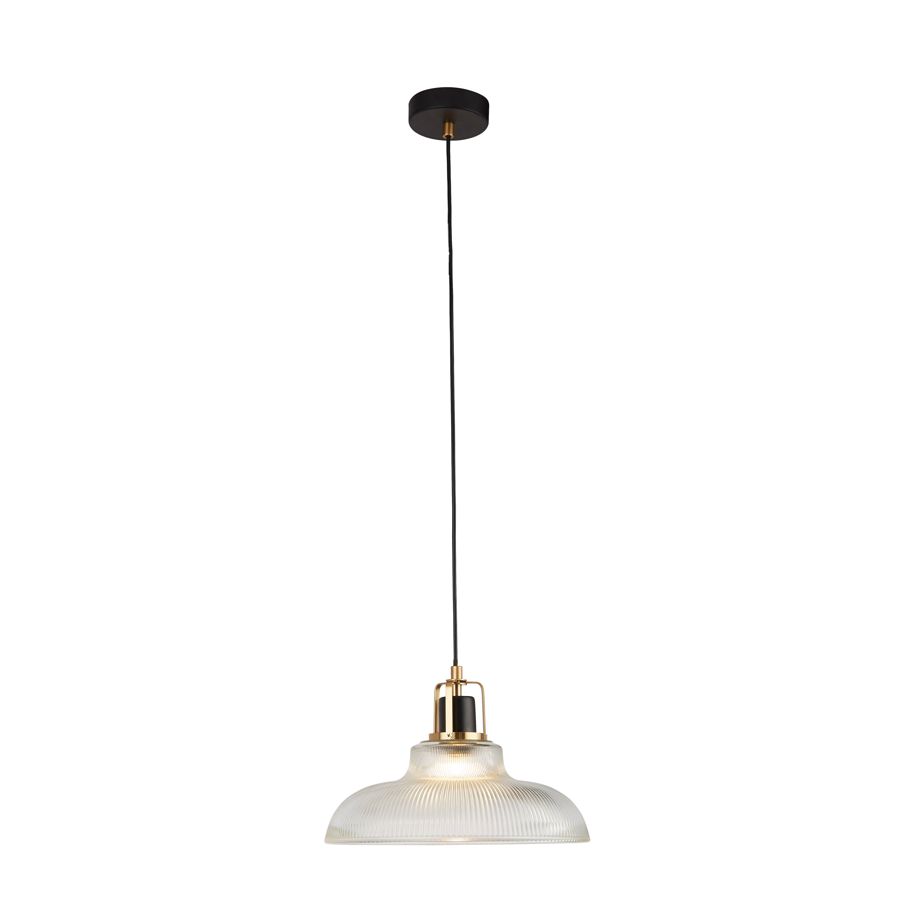 Glossop Pendant - Glass, Black & Brass Metal
