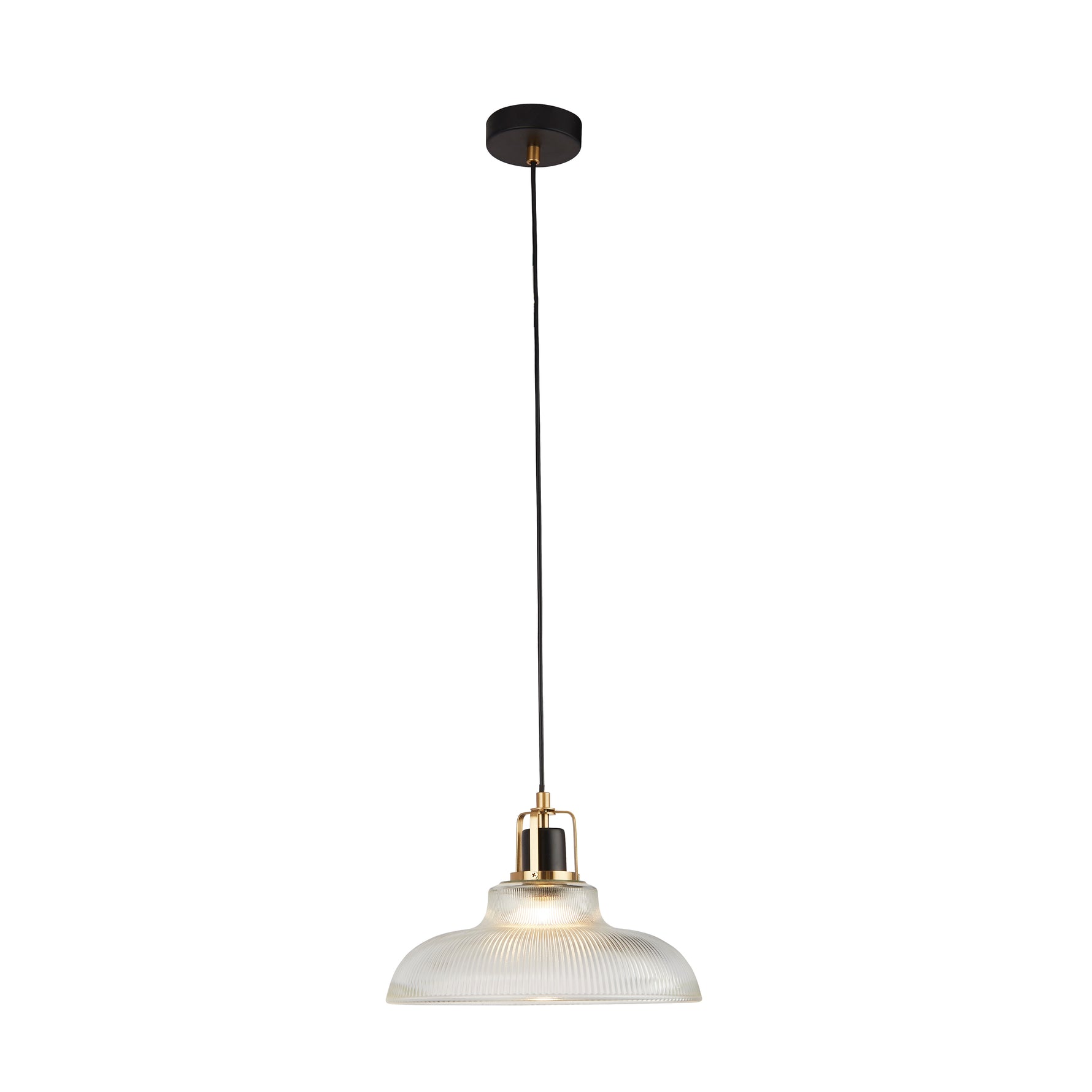 Glossop Pendant - Glass, Black & Brass Metal