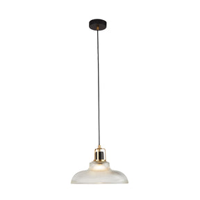 Glossop Pendant - Glass, Black & Brass Metal