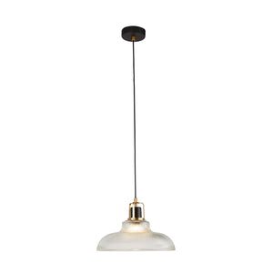 Glossop Pendant - Glass, Black & Brass Metal
