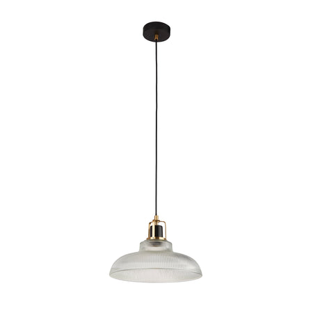 Searchlight Electric Glossop Pendant - Glass, Black & Brass Metal 61189BK