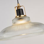 Searchlight Electric Glossop Pendant - Glass, Black & Brass Metal 61189BK